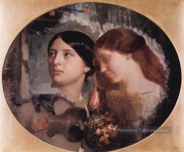 Zwei Frauen avec Blumenstrauss Marc Charles Gabriel Gleyre Peinture à l'huile